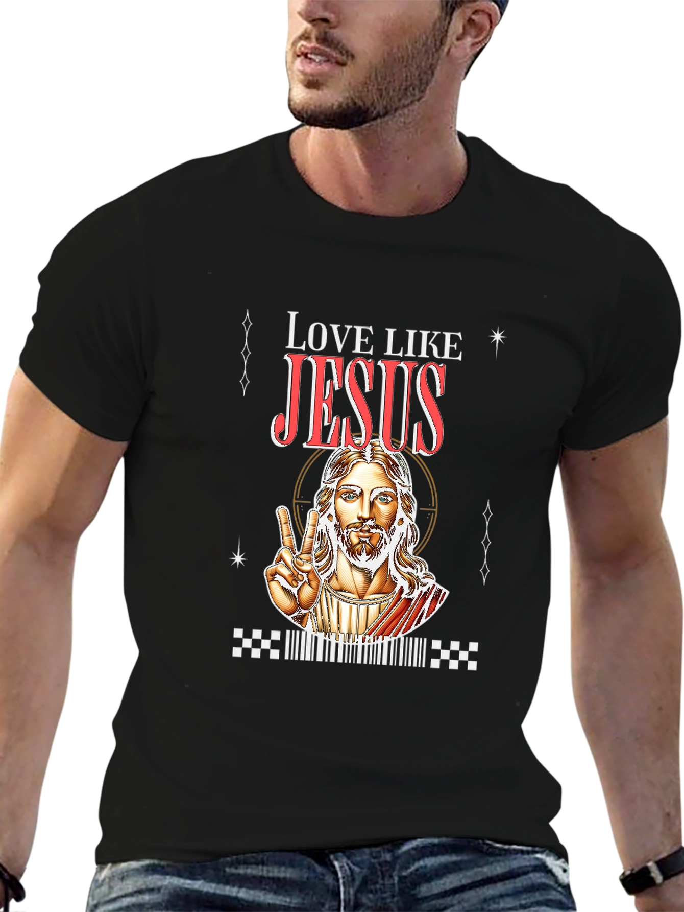 Love Like Jesus Graphic Tee - Black Cotton T-Shirt
