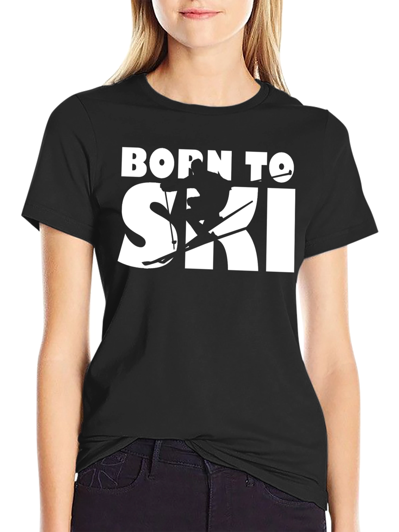 Born To Ski Black T-Shirt