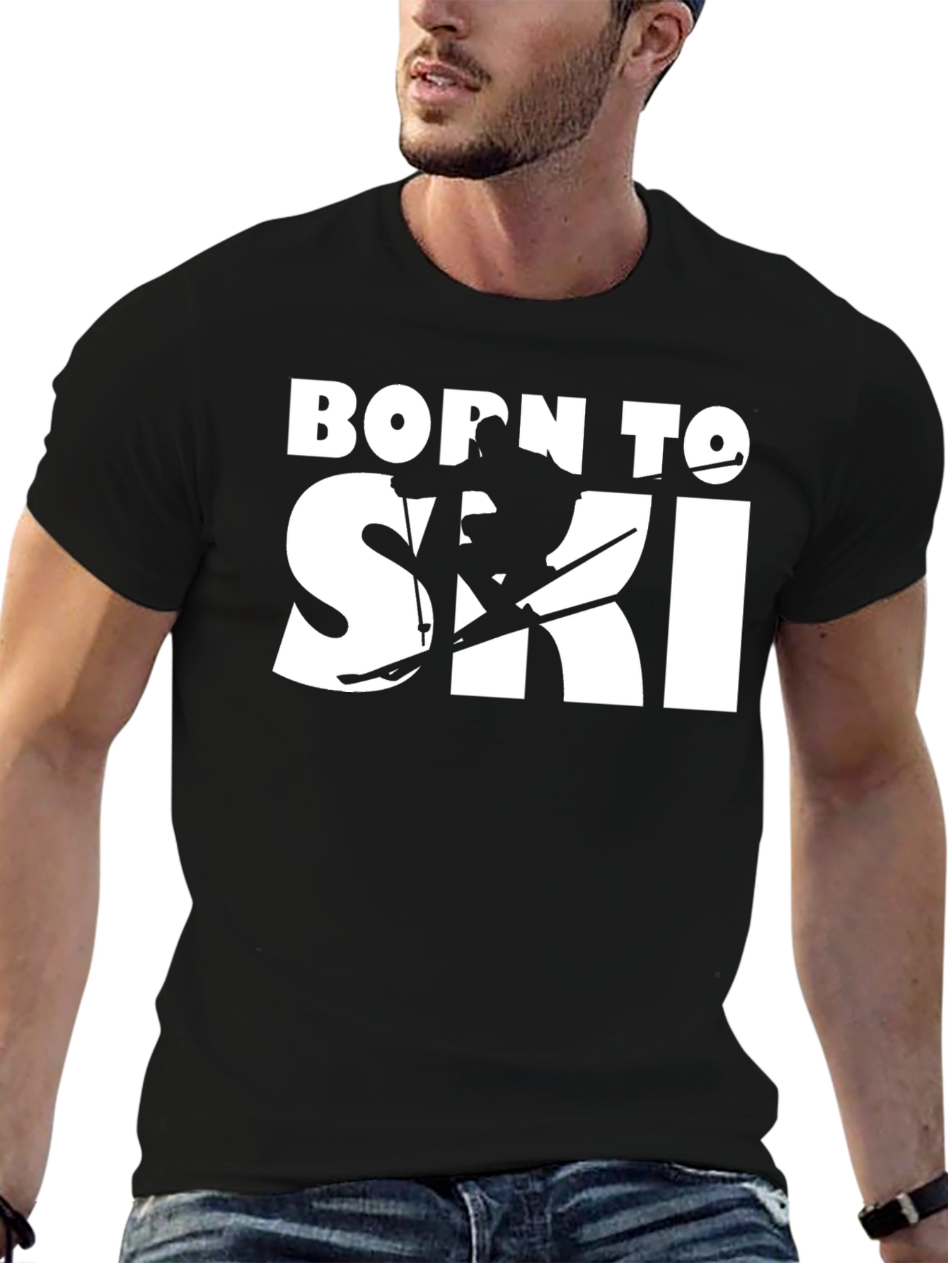 Born To Ski Black T-Shirt