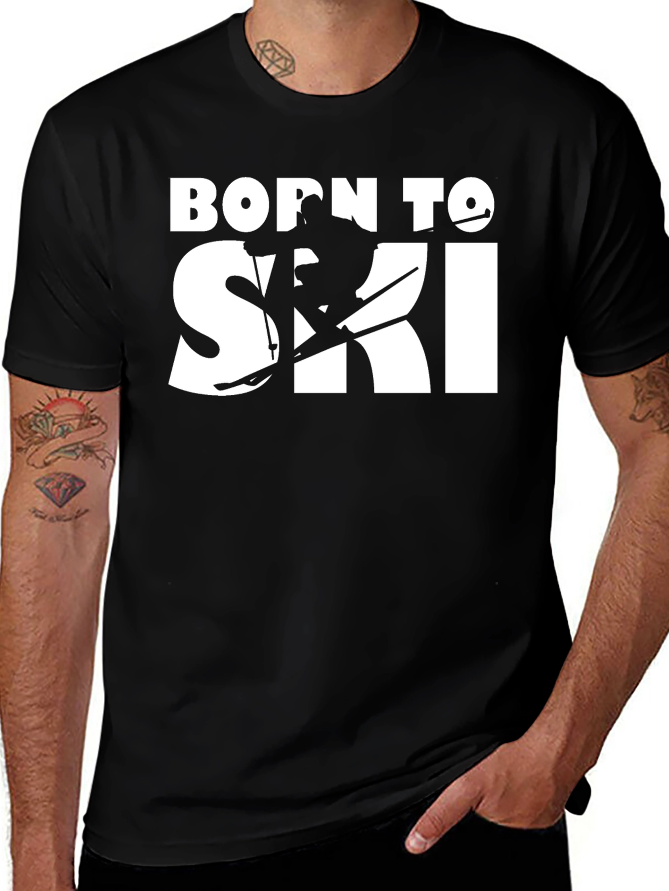 Born To Ski Black T-Shirt