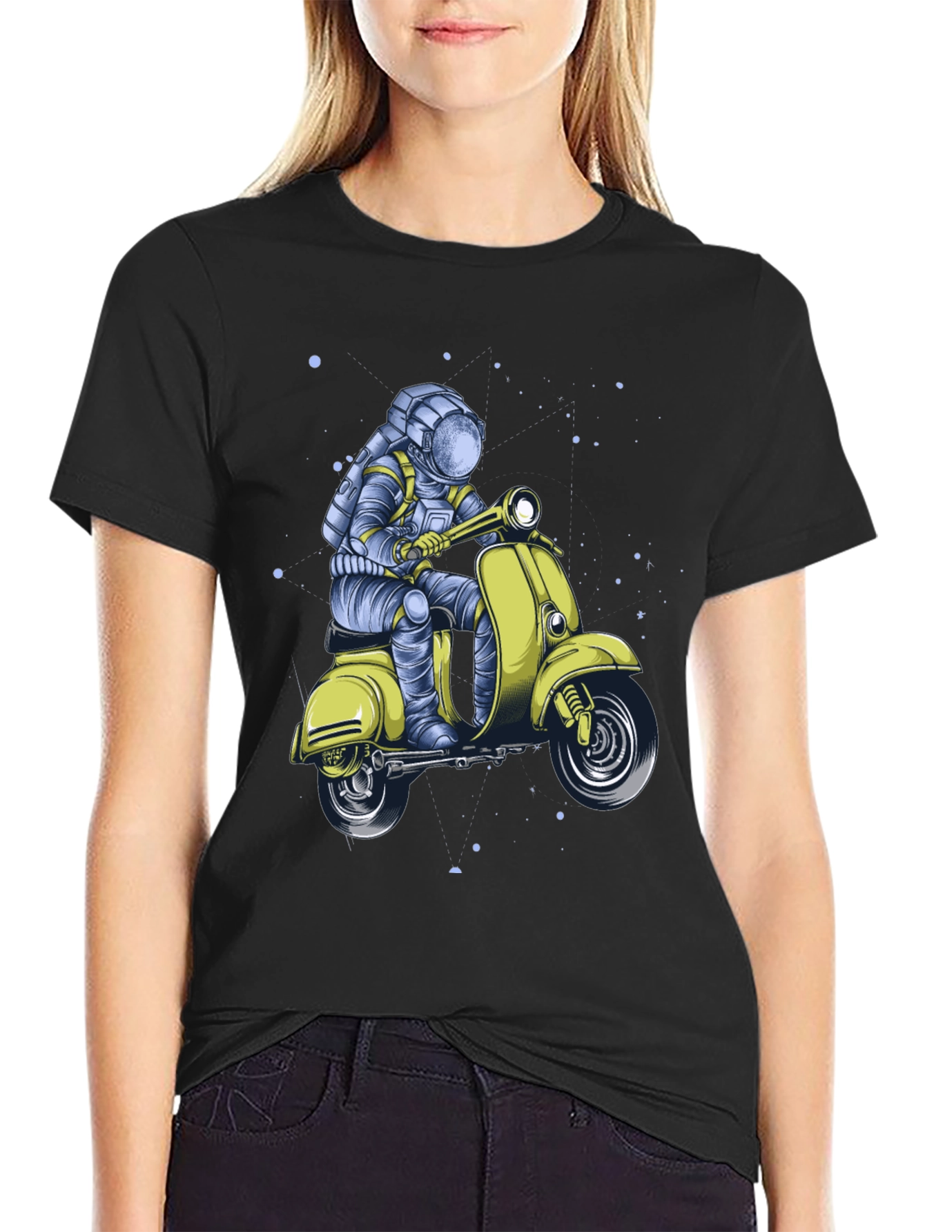 Astronaut on Scooter Graphic Tee - Black