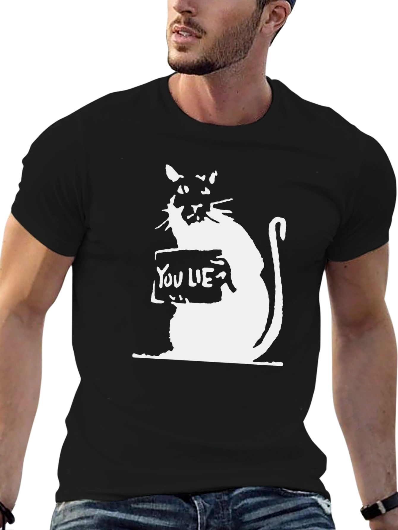 You Lie Cat Graphic T-Shirt - Stylish Black Tee