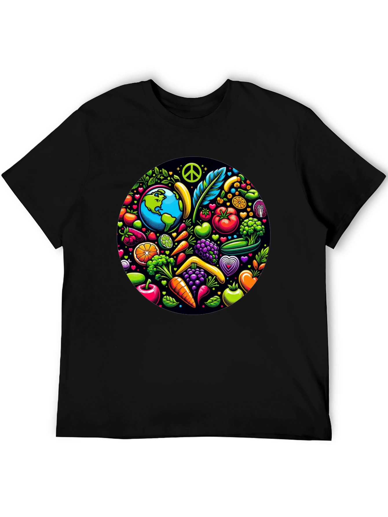 Vegan Earth T-Shirt: Peace Love & Veggies!
