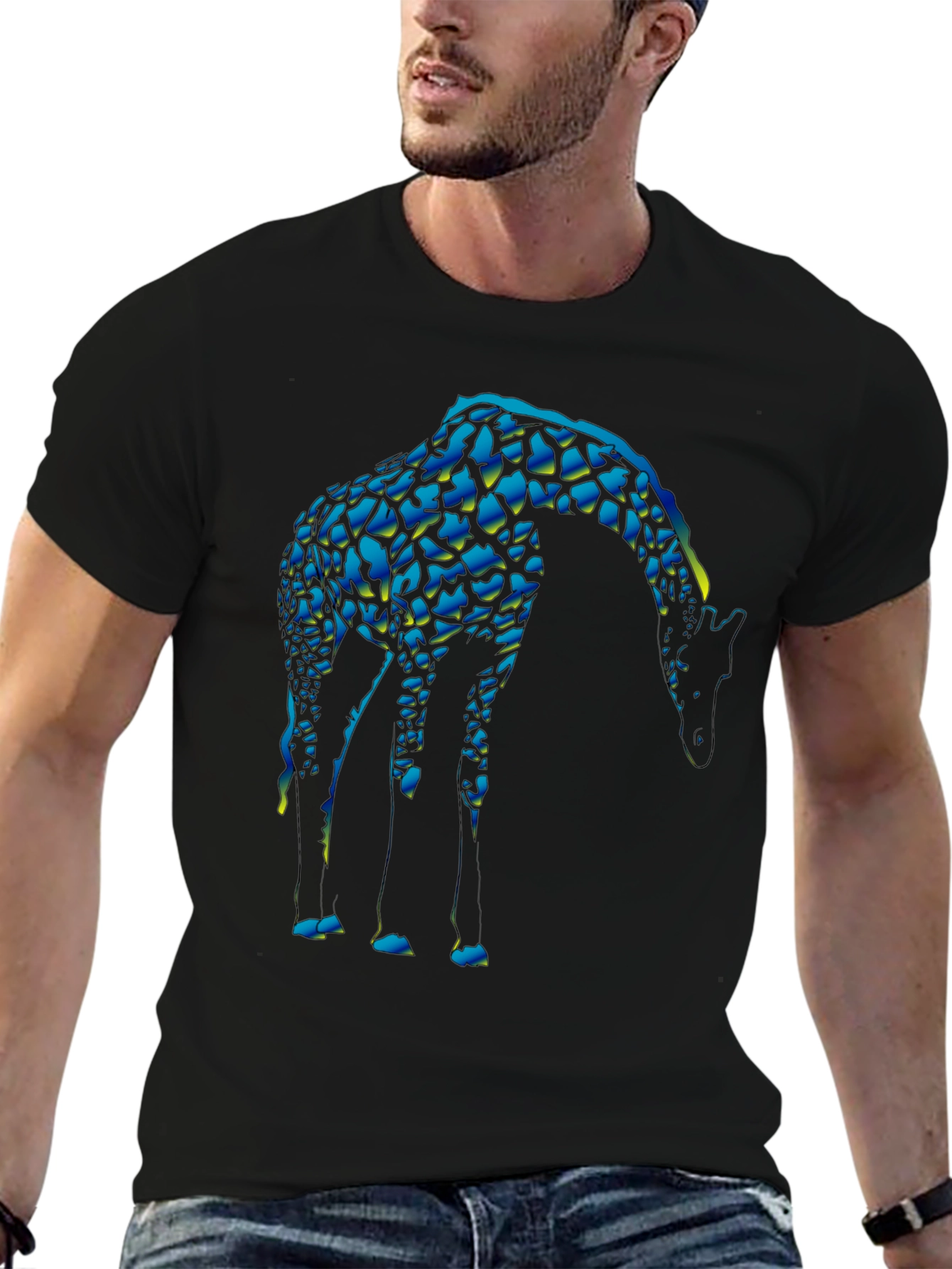 Cool Giraffe Graphic Tee - Unique Black T-Shirt