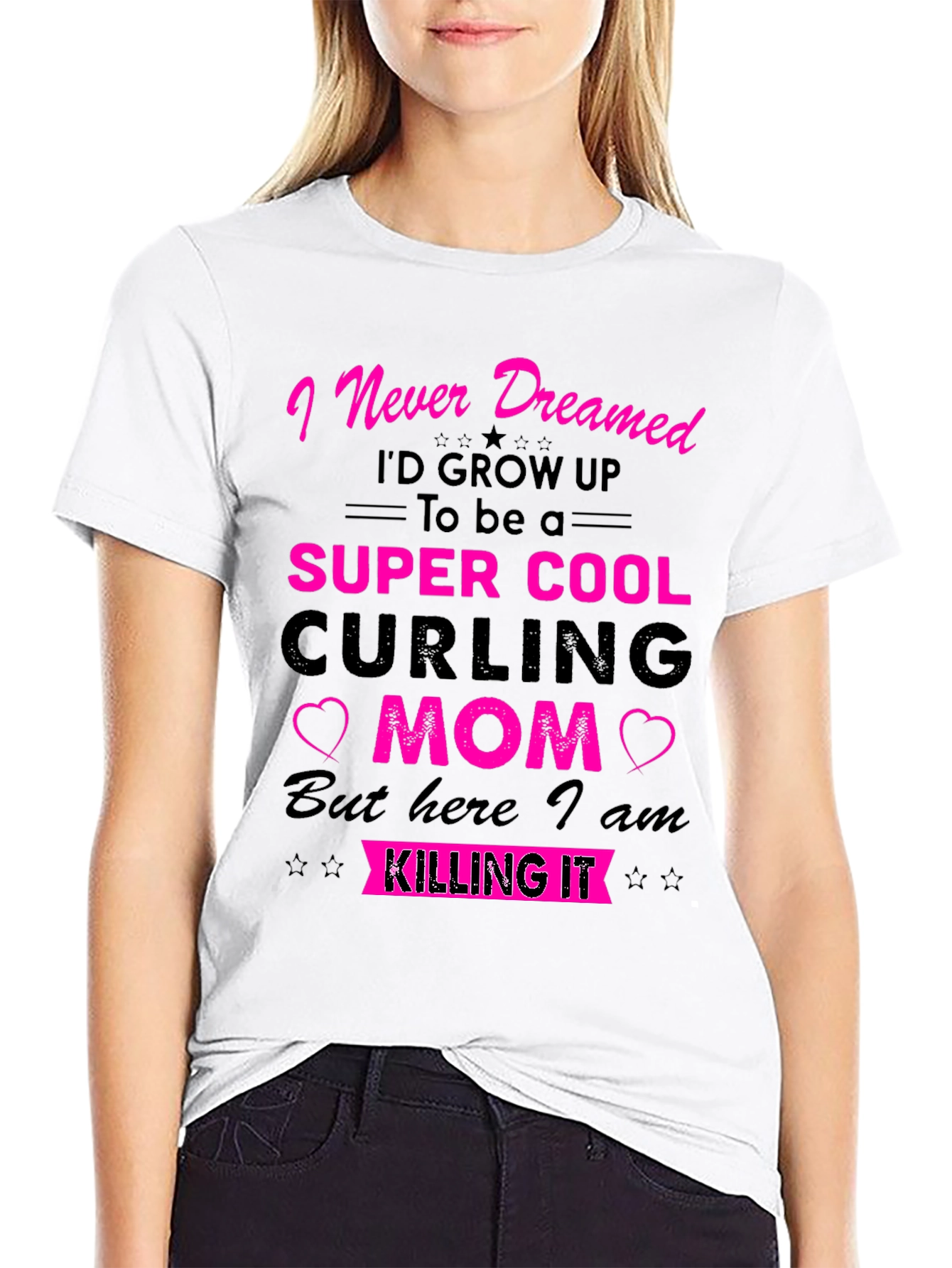 Super Cool Curling Mom Graphic T-Shirt