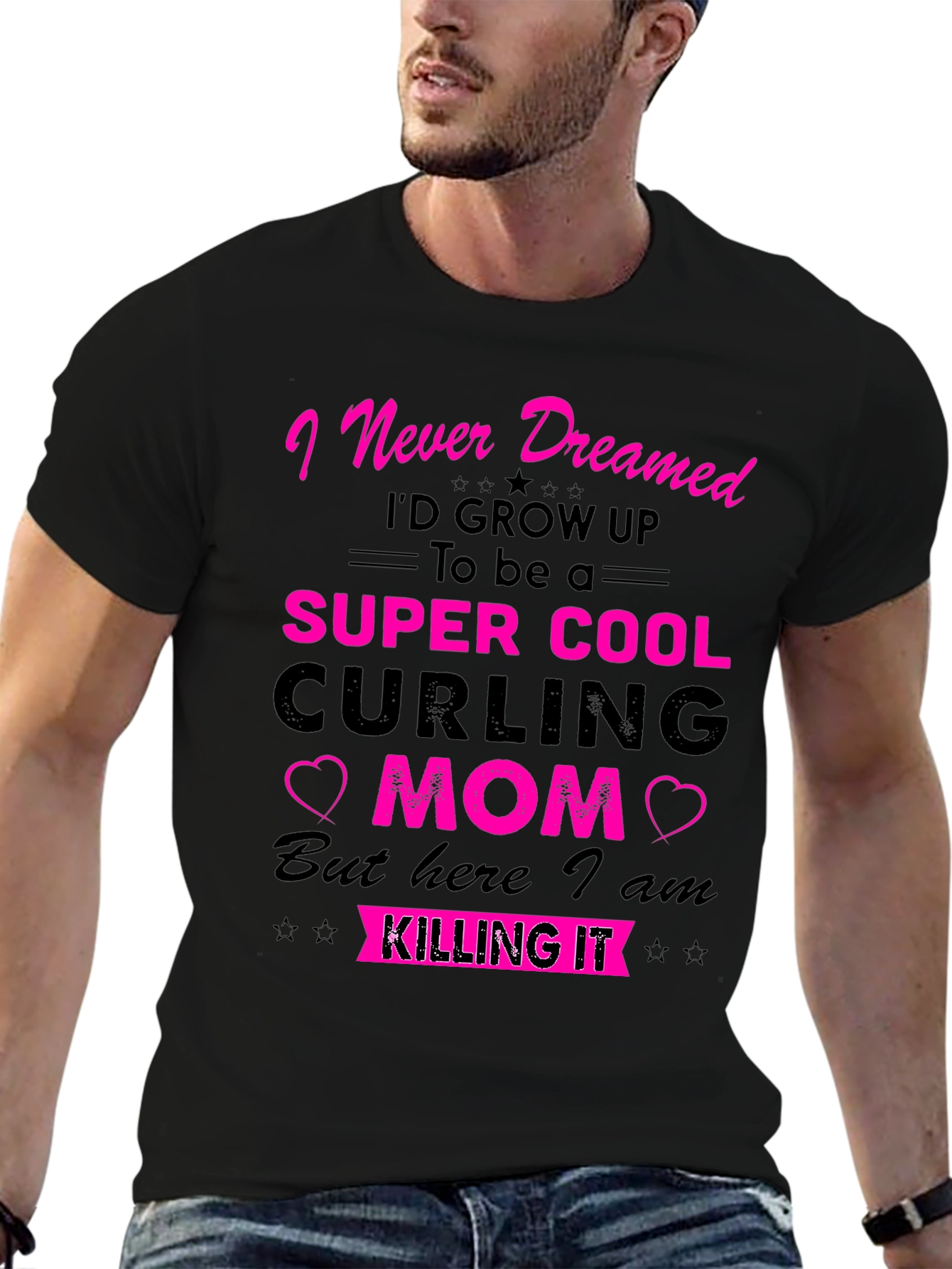 Super Cool Curling Mom Graphic T-Shirt