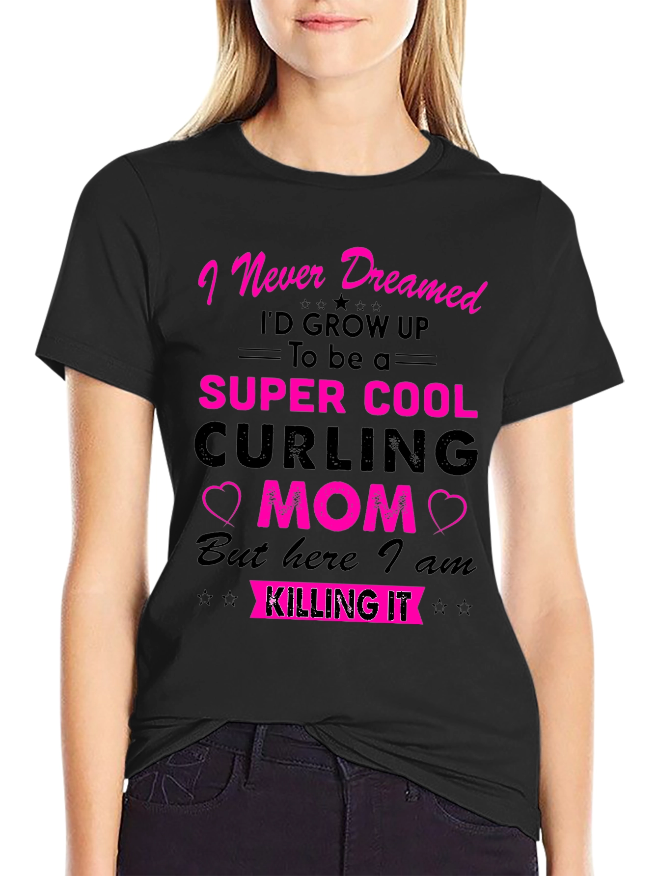 Super Cool Curling Mom Graphic T-Shirt