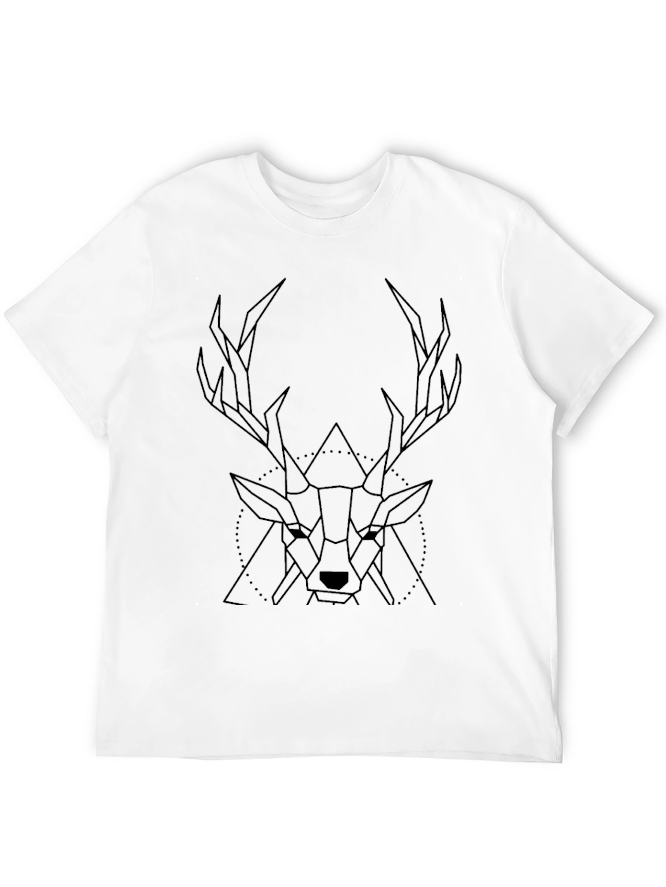 Geometric Deer Graphic T-Shirt - Stylish Black Tee