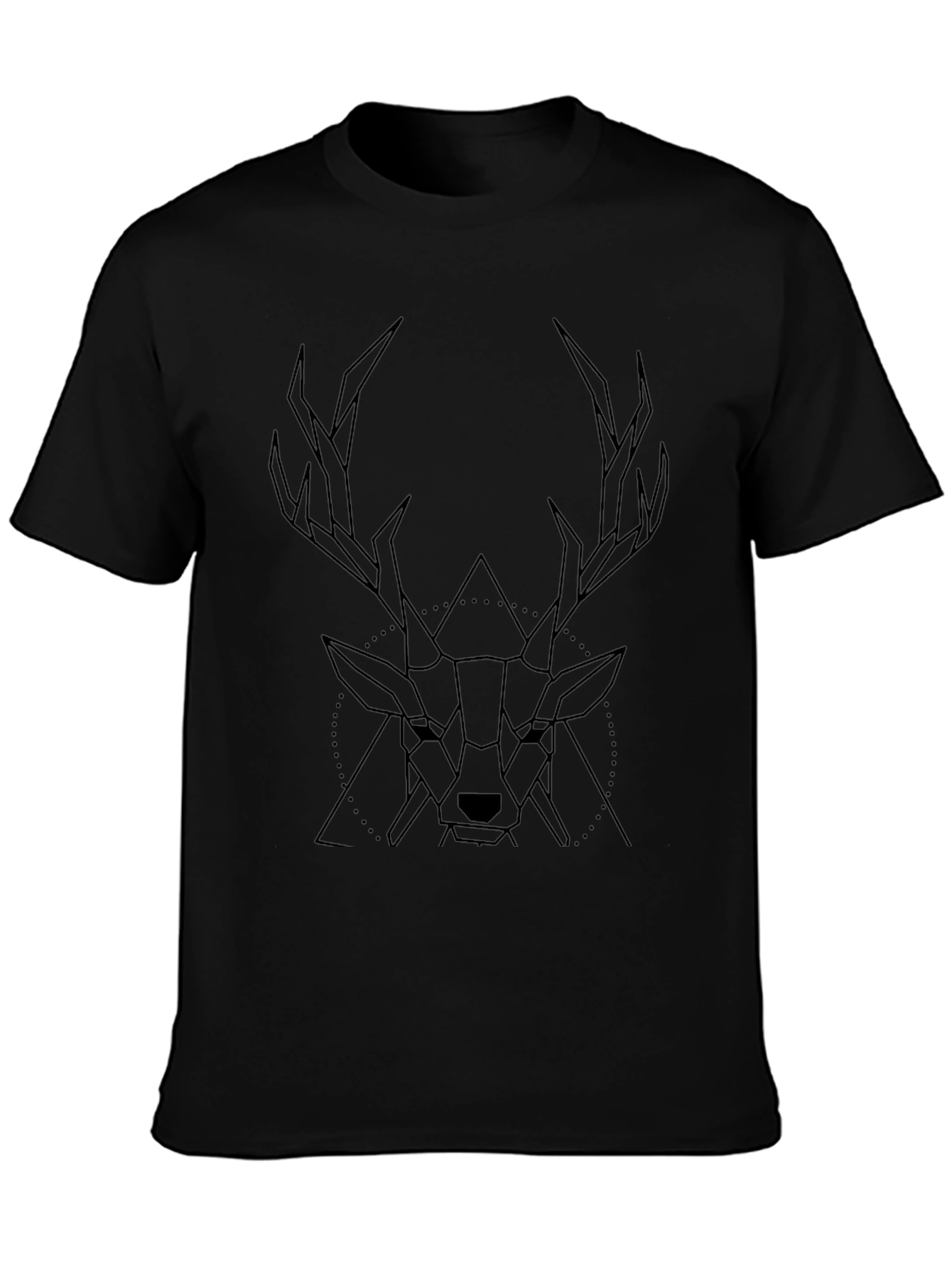 Geometric Deer Graphic T-Shirt - Stylish Black Tee