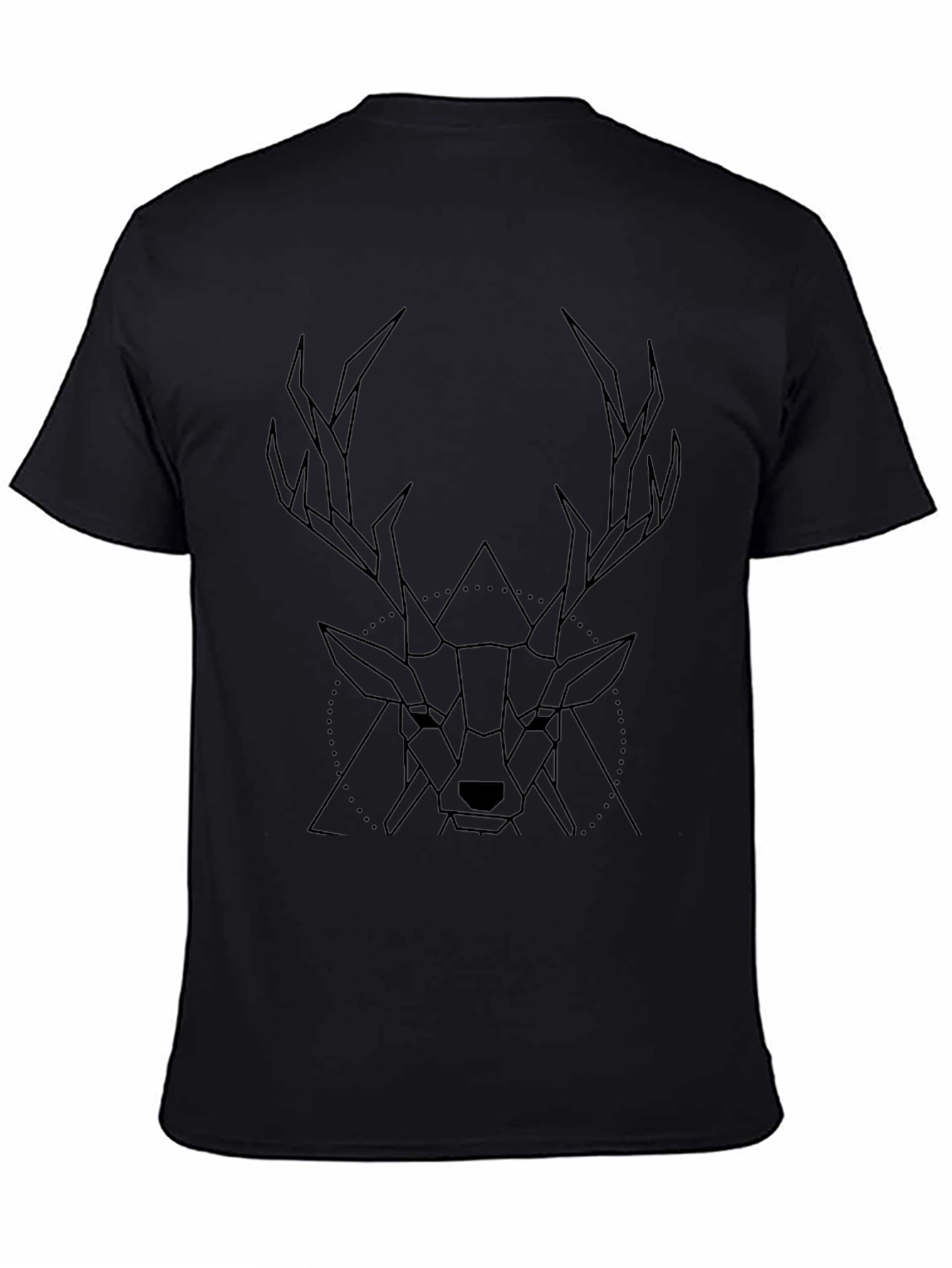 Geometric Deer Graphic T-Shirt - Stylish Black Tee