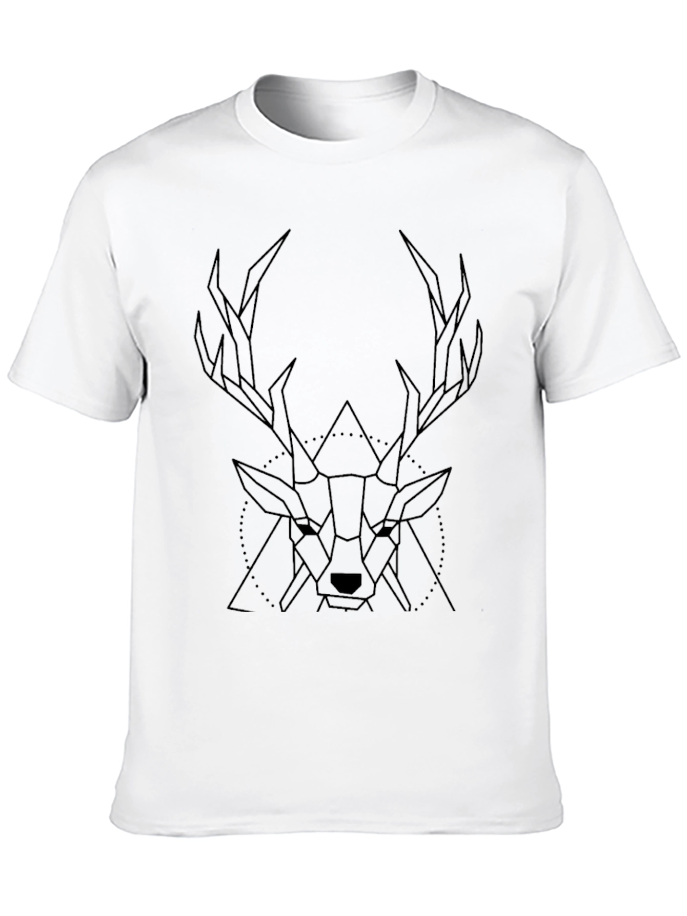 Geometric Deer Graphic T-Shirt - Stylish Black Tee