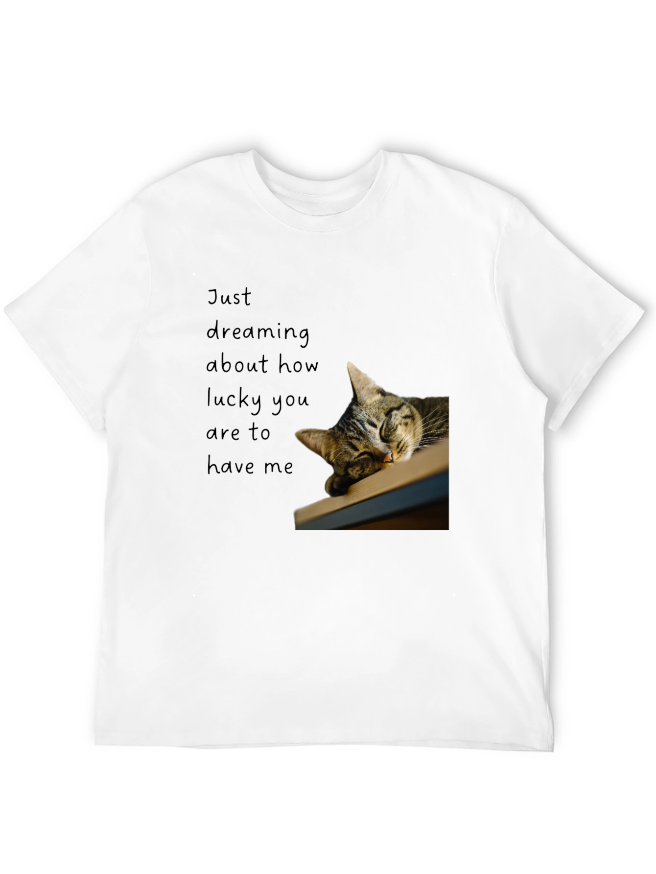 Dreaming Cat Graphic T-Shirt - Black