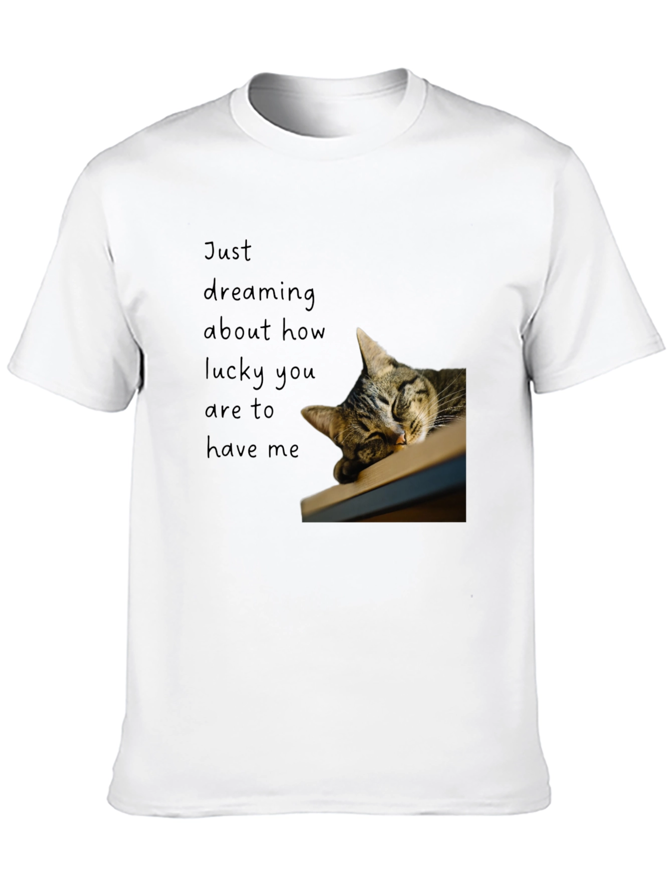 Dreaming Cat Graphic T-Shirt - Black