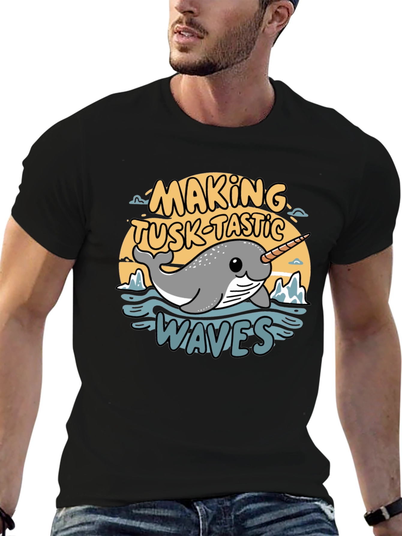 Narwhal Tusk-Tastic Waves Graphic Tee