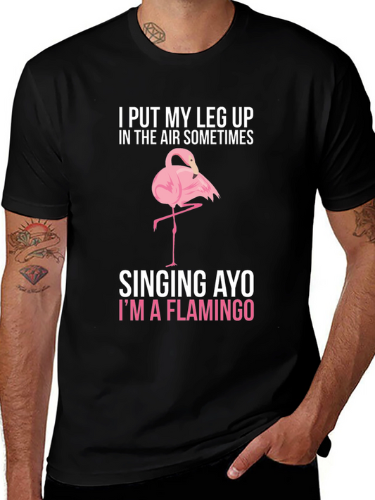 Funny Flamingo Graphic T-Shirt - Leg Up In The Air!