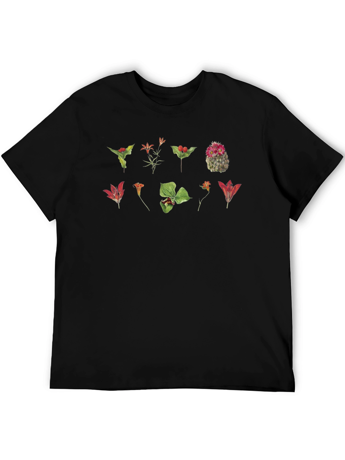 Botanical Print Black T-Shirt
