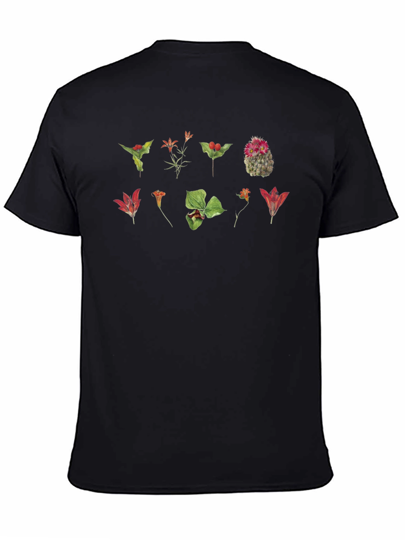 Botanical Print Black T-Shirt