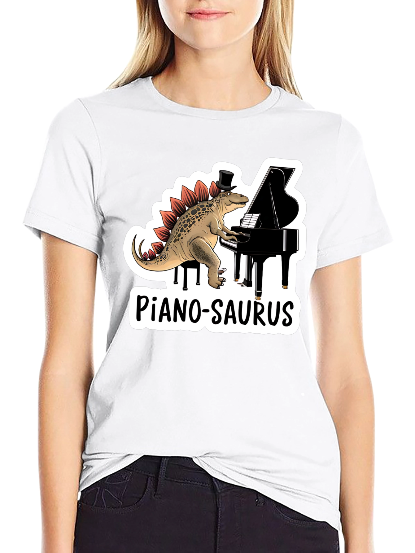 Piano-Saurus T-Shirt: Dinosaur Playing Piano!
