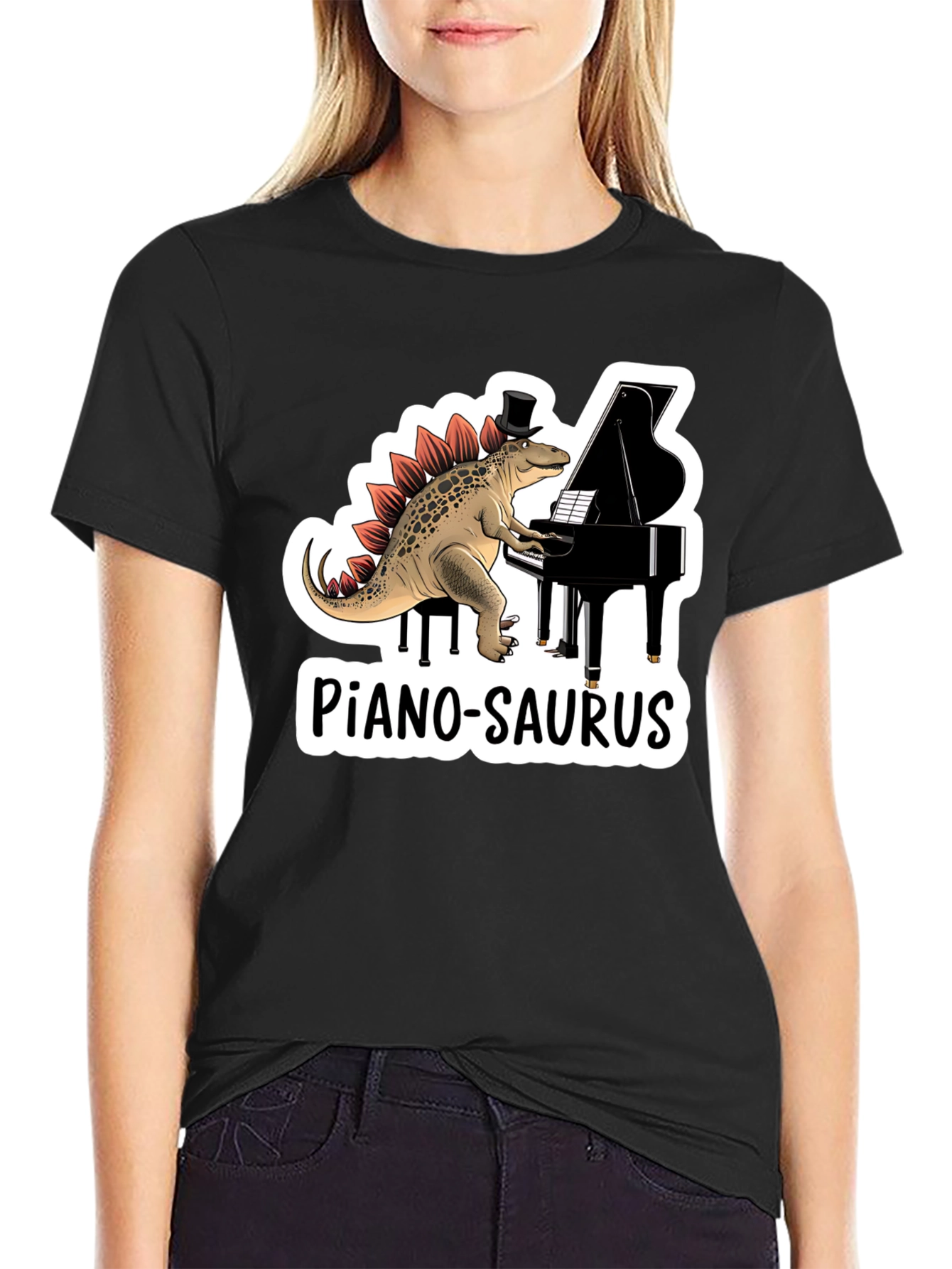 Piano-Saurus T-Shirt: Dinosaur Playing Piano!