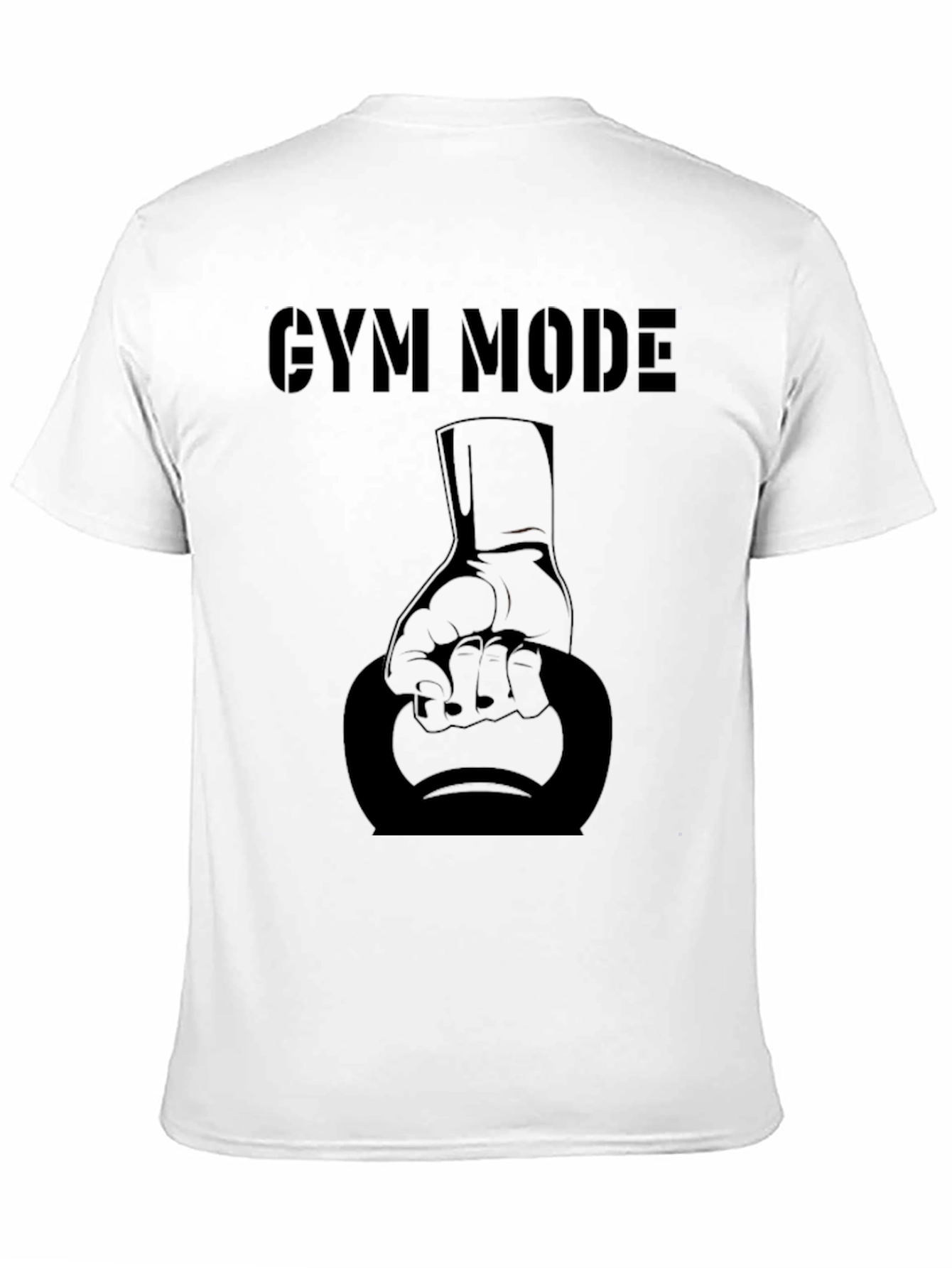 Gym Mode Black T-Shirt with Kettlebell Design