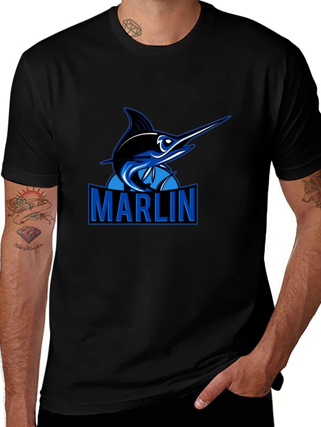 Marlin Graphic Tee - Black Casual T-Shirt