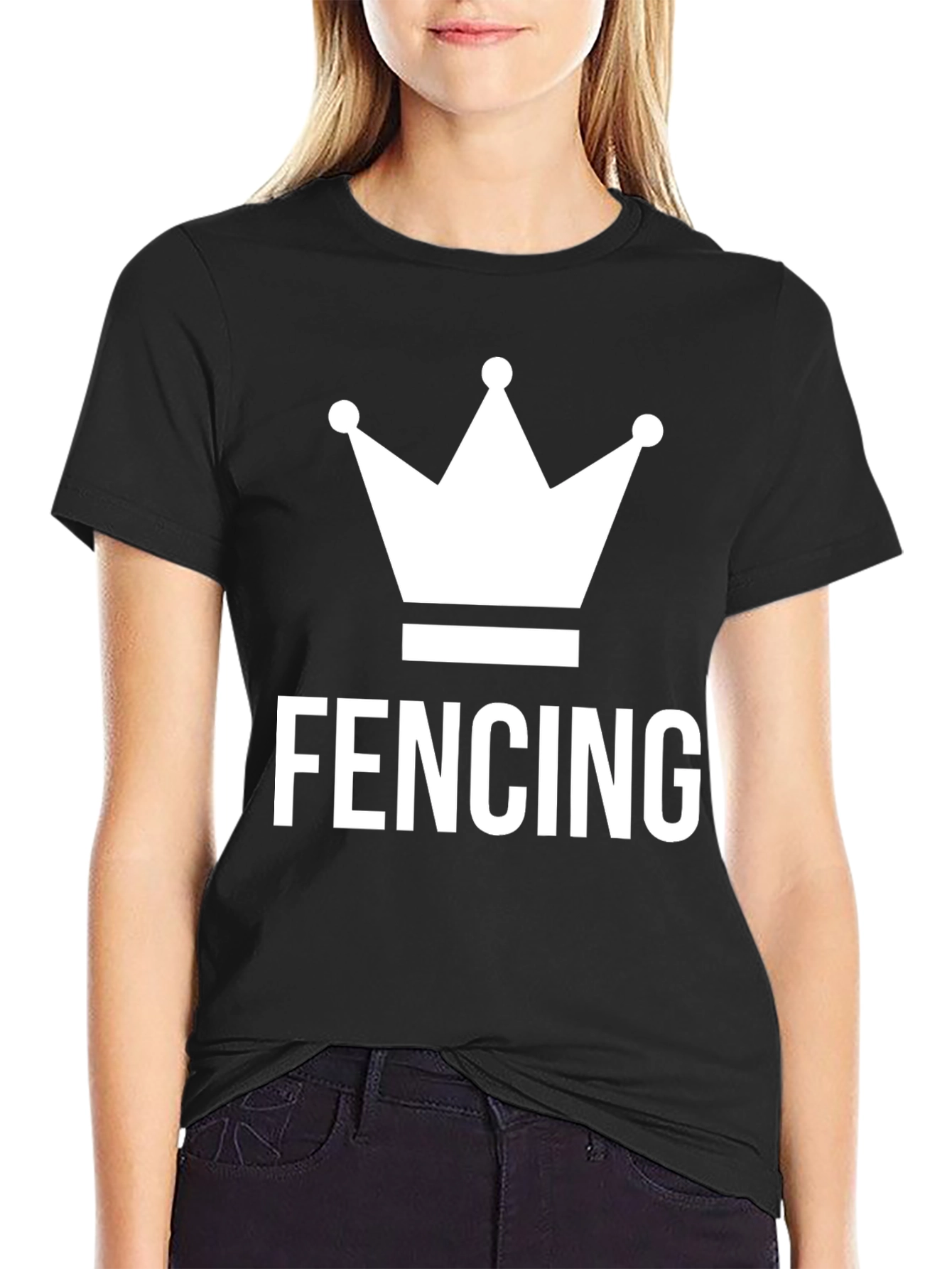 Fencing King Crown T-Shirt - Black Cotton Blend