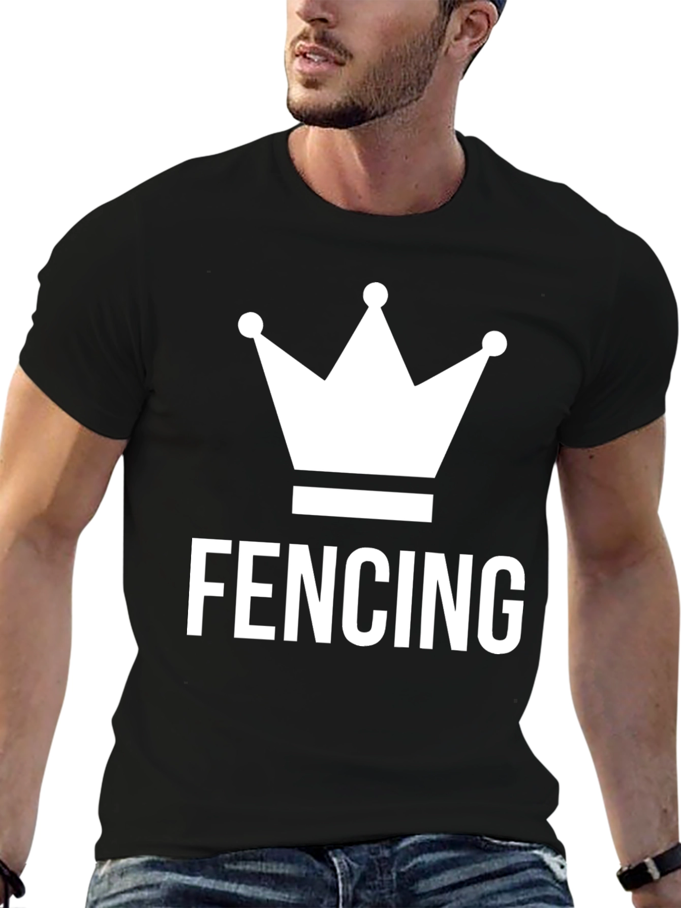 Fencing King Crown T-Shirt - Black Cotton Blend