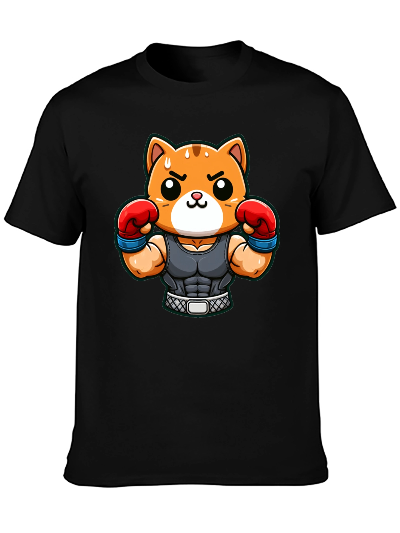 Funny Cartoon Cat Boxer T-Shirt