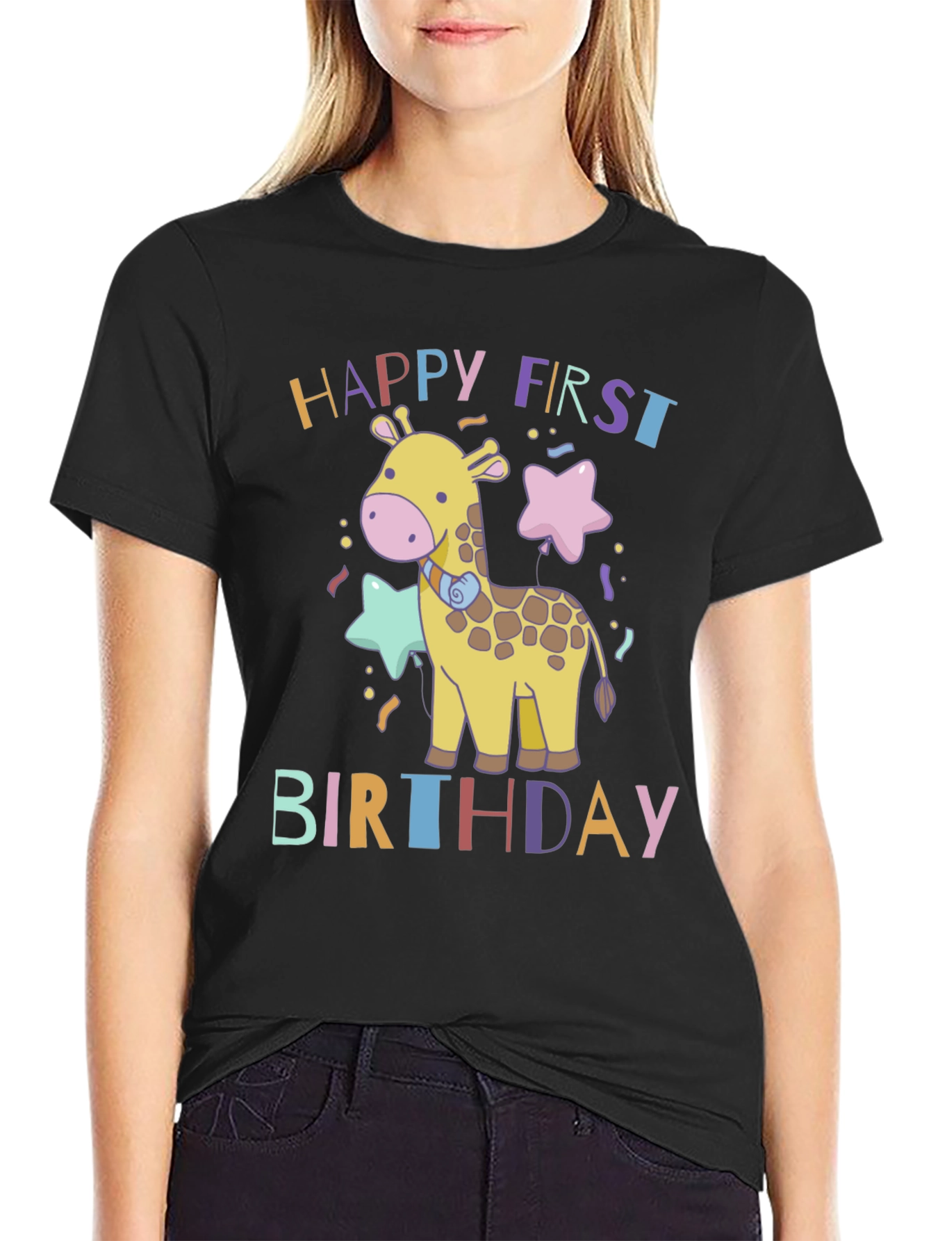 Happy First Birthday Giraffe T-Shirt