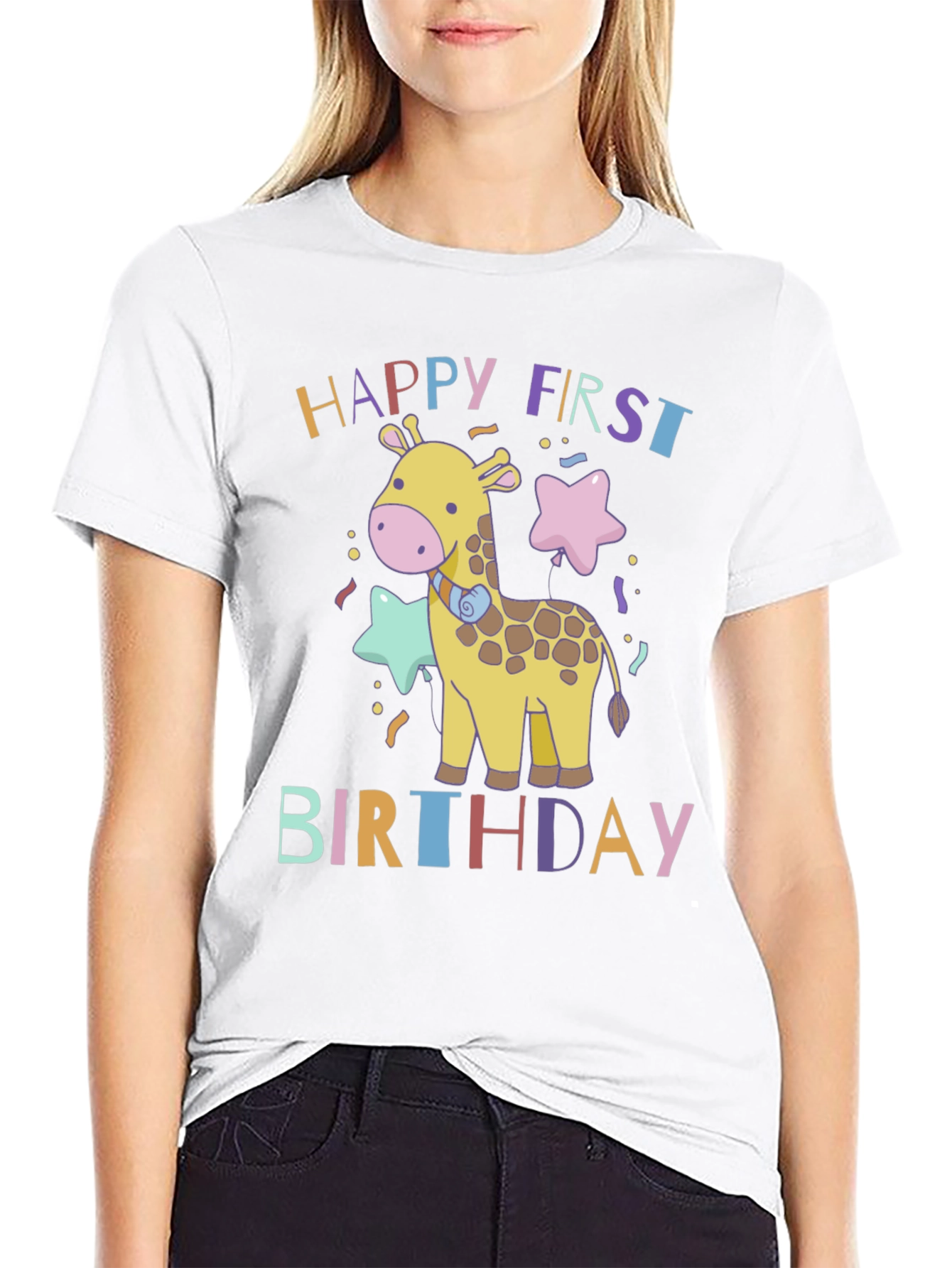 Happy First Birthday Giraffe T-Shirt