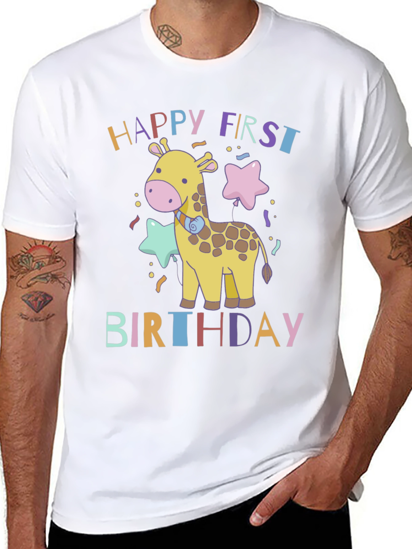 Happy First Birthday Giraffe T-Shirt
