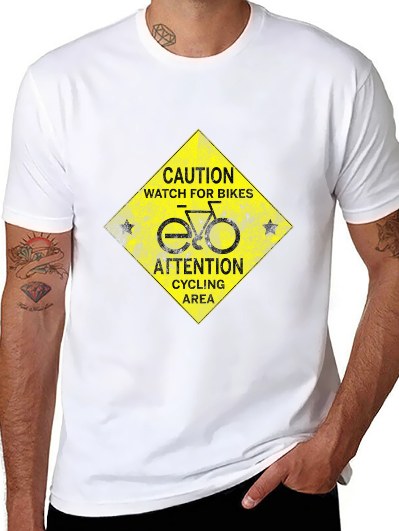 Caution Cycling Area T-Shirt