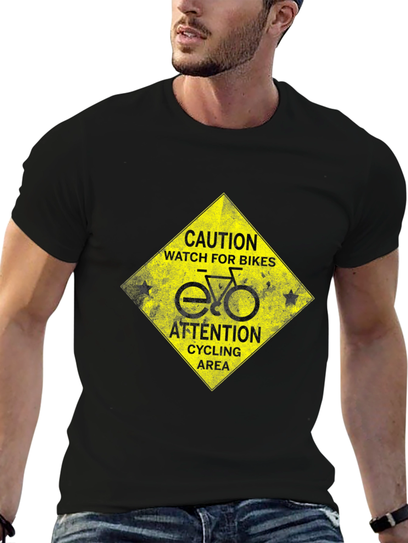 Caution Cycling Area T-Shirt