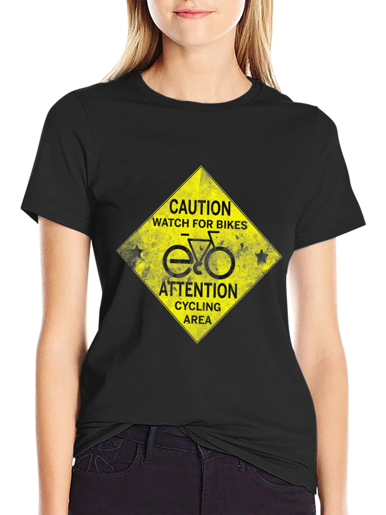 Caution Cycling Area T-Shirt