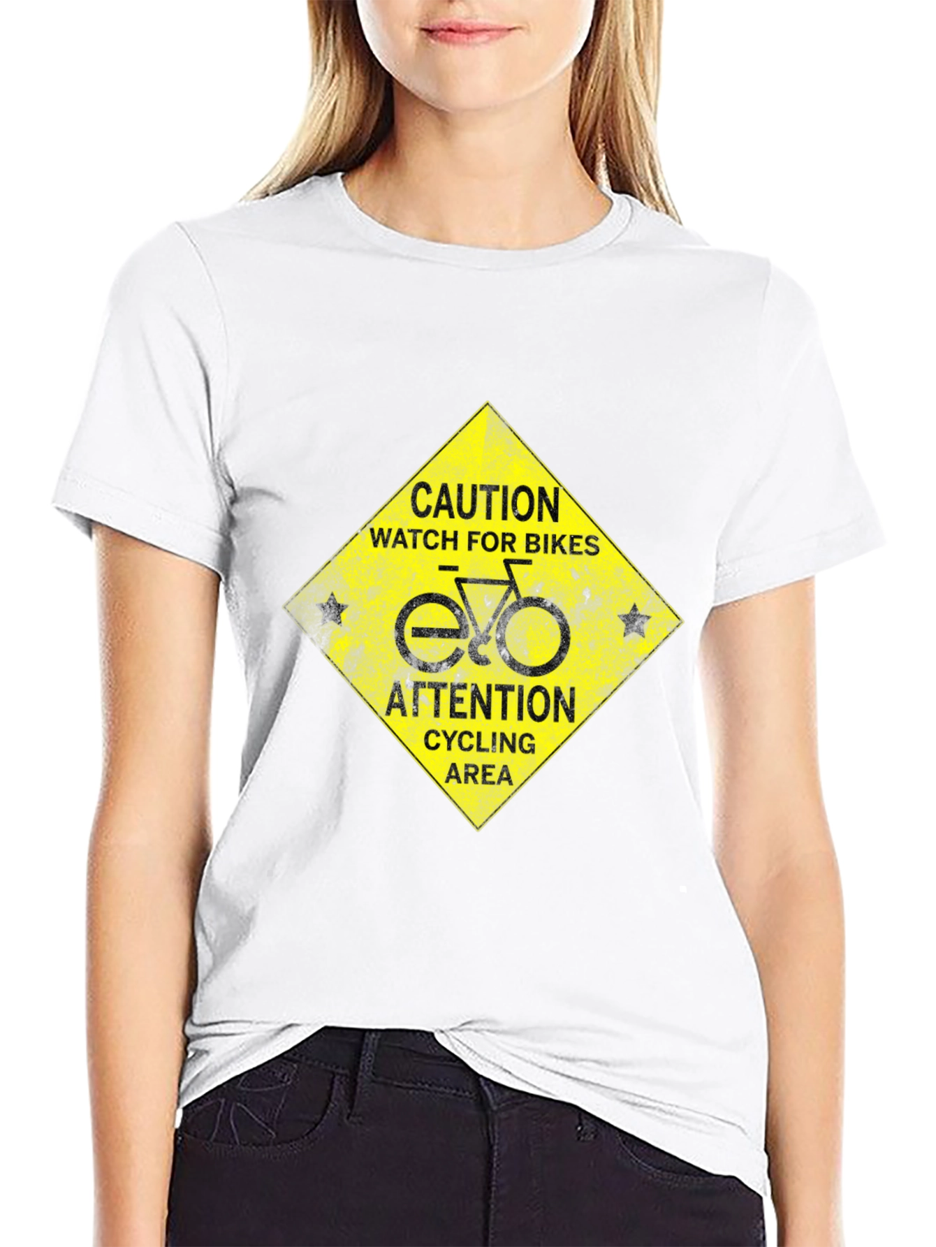 Caution Cycling Area T-Shirt