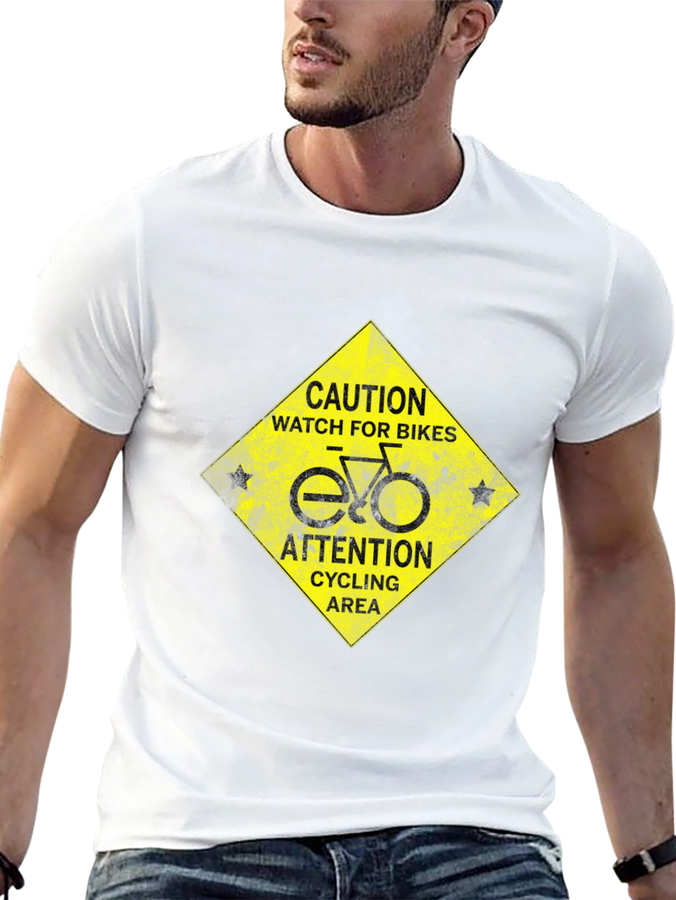 Caution Cycling Area T-Shirt
