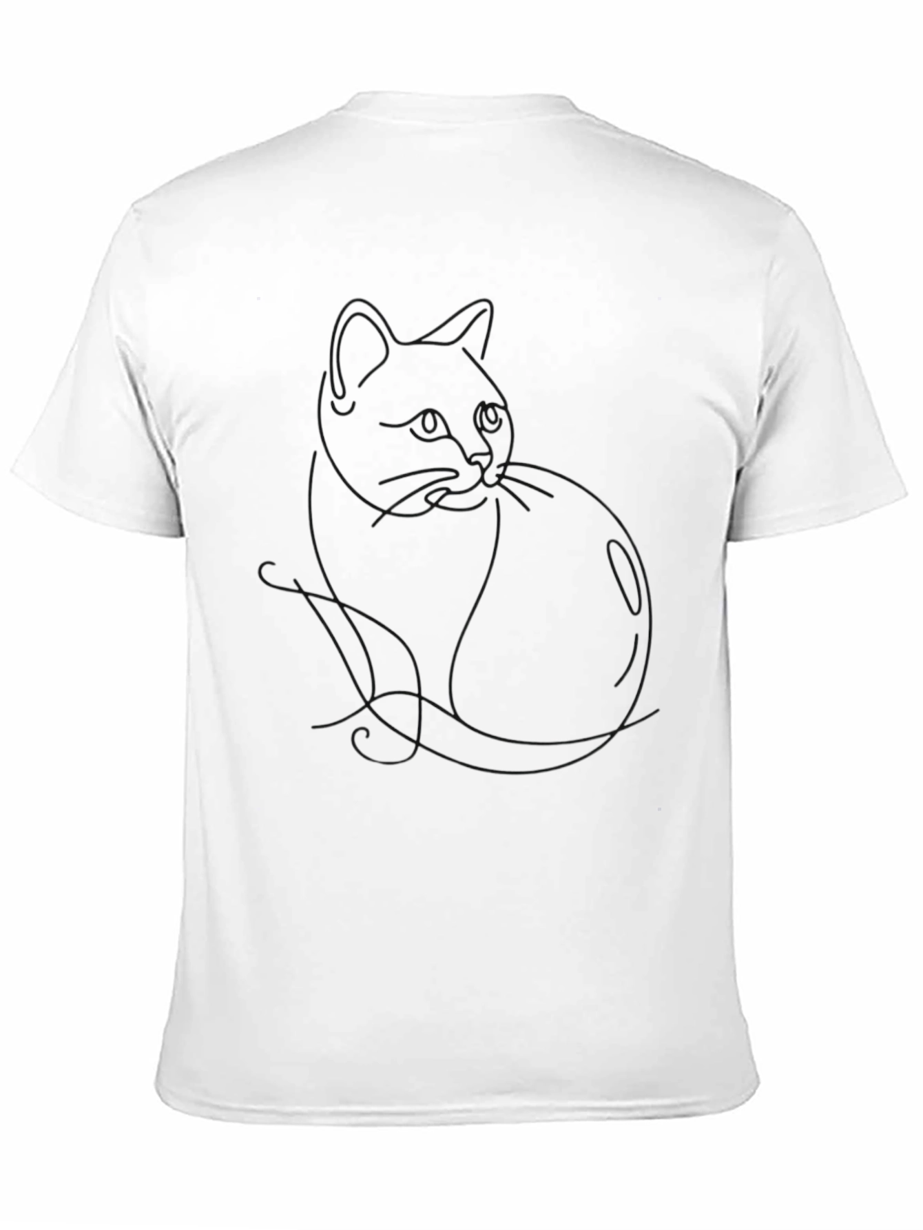 Minimalist Cat Outline Black T-Shirt