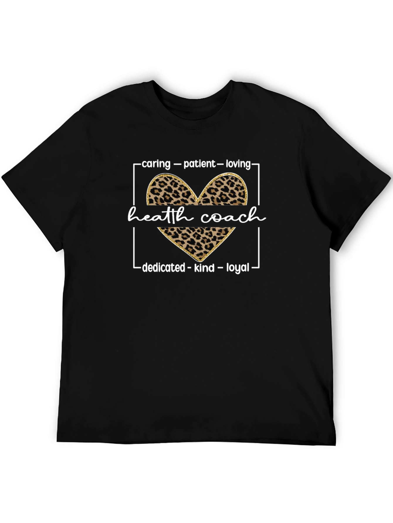 Health Coach Leopard Heart Graphic T-Shirt