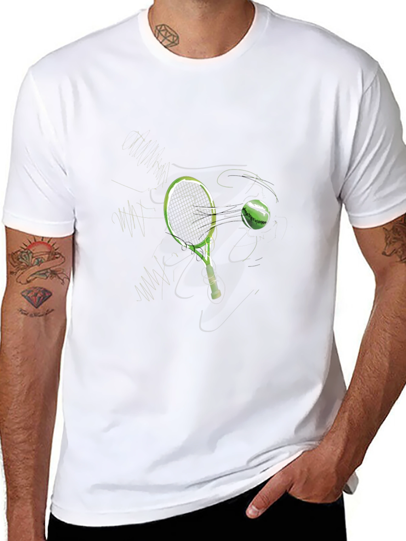 Tennis Racket Graphic Black T-Shirt