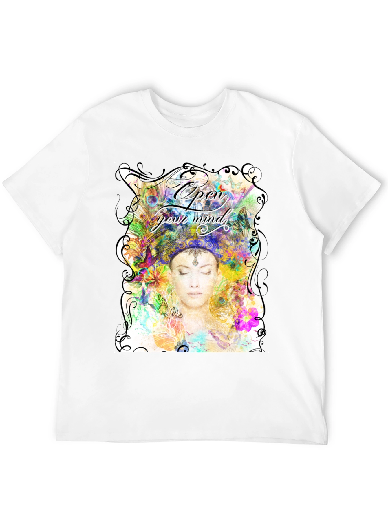 Open Mind Graphic Tee - Unisex Black Cotton T-Shirt