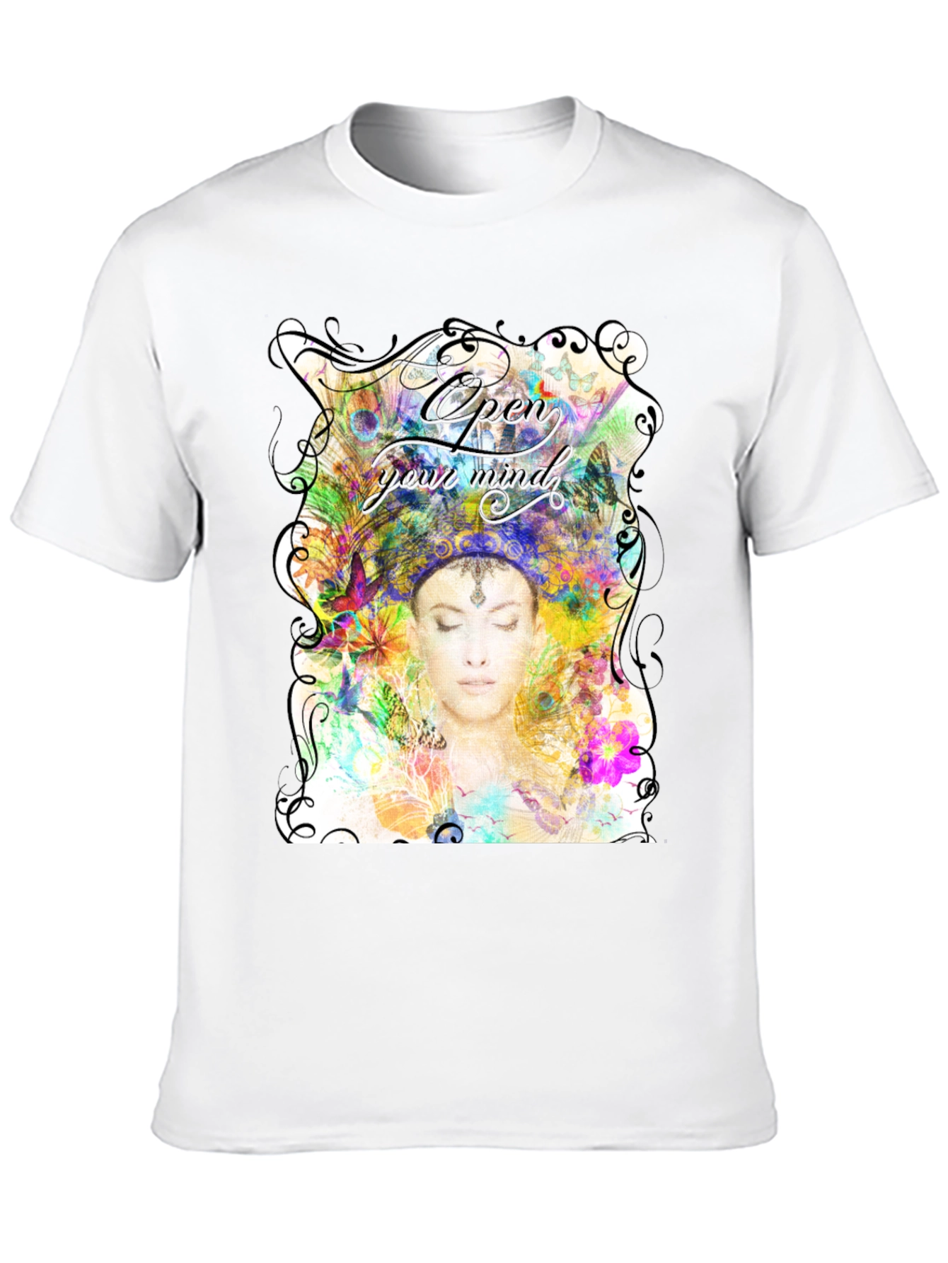 Open Mind Graphic Tee - Unisex Black Cotton T-Shirt