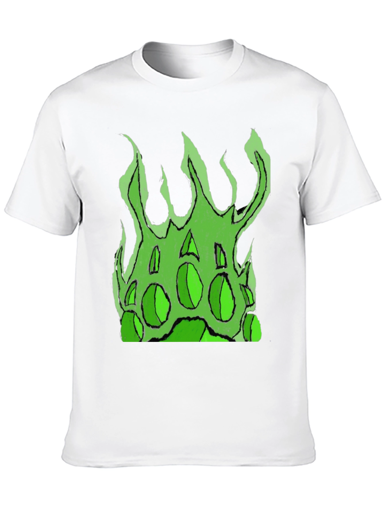 Green Fire Graphic Black T-Shirt