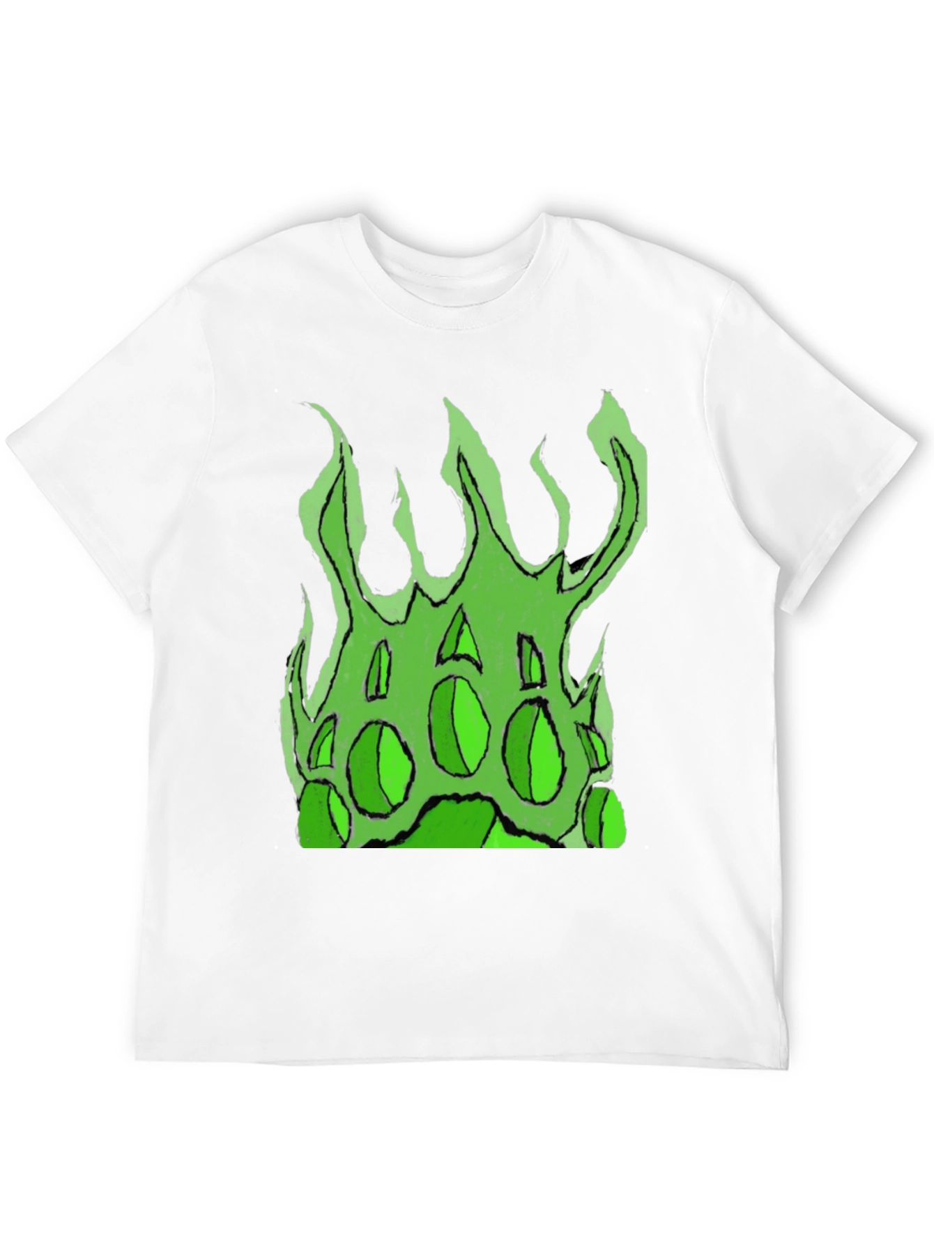 Green Fire Graphic Black T-Shirt