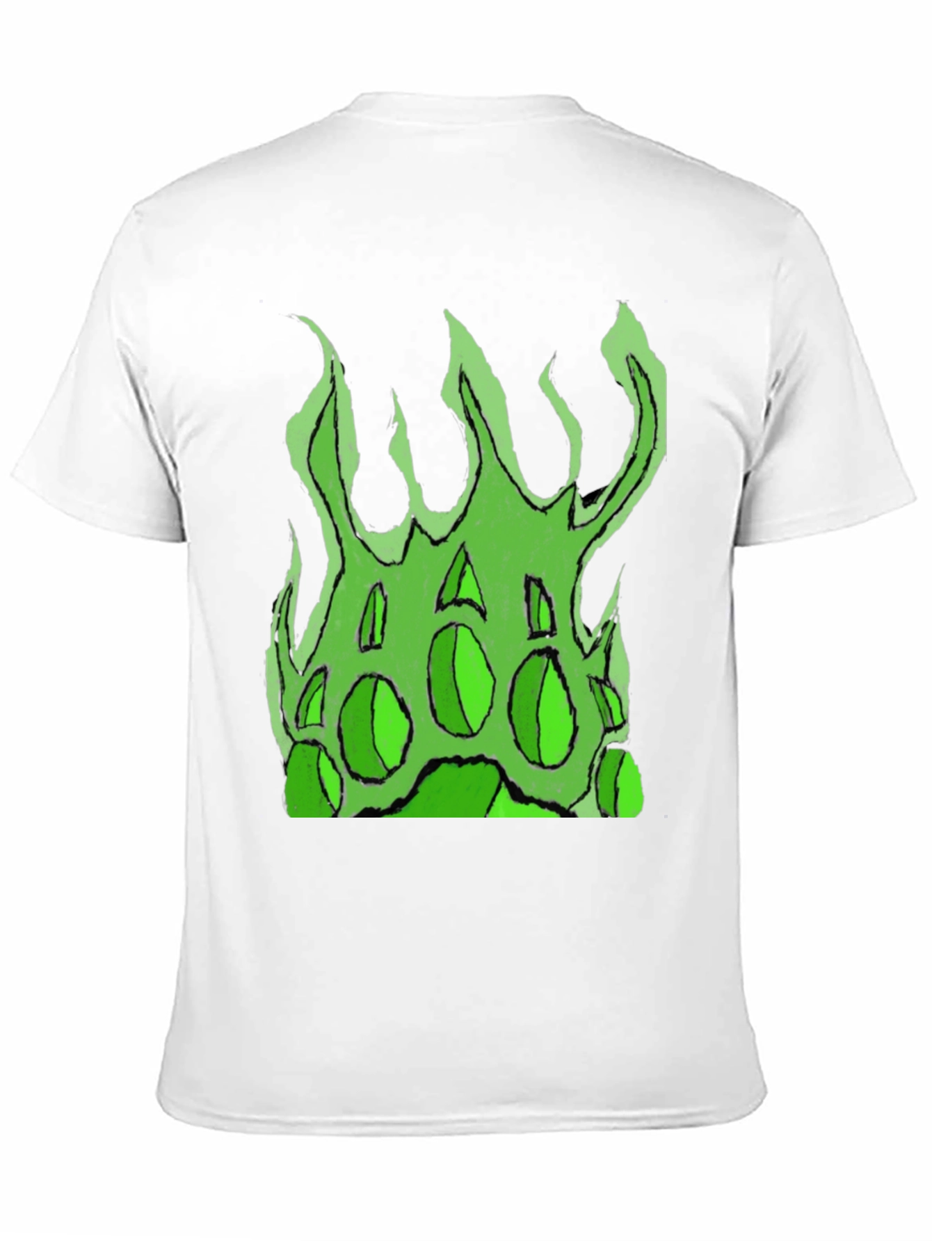 Green Fire Graphic Black T-Shirt