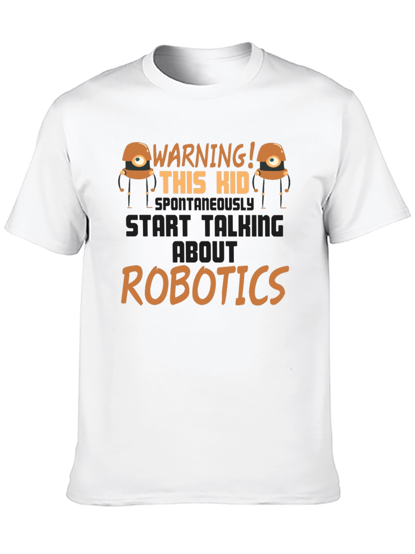 Warning! Robotics Kid Black Graphic T-Shirt