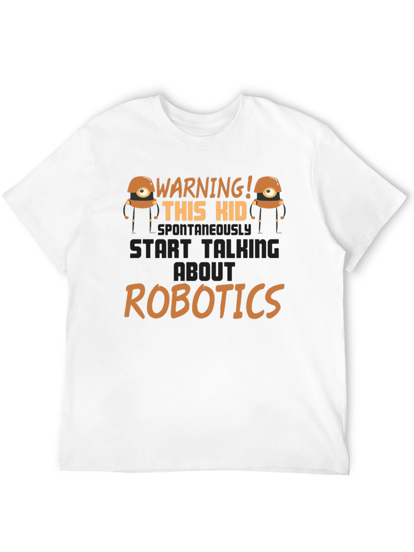Warning! Robotics Kid Black Graphic T-Shirt