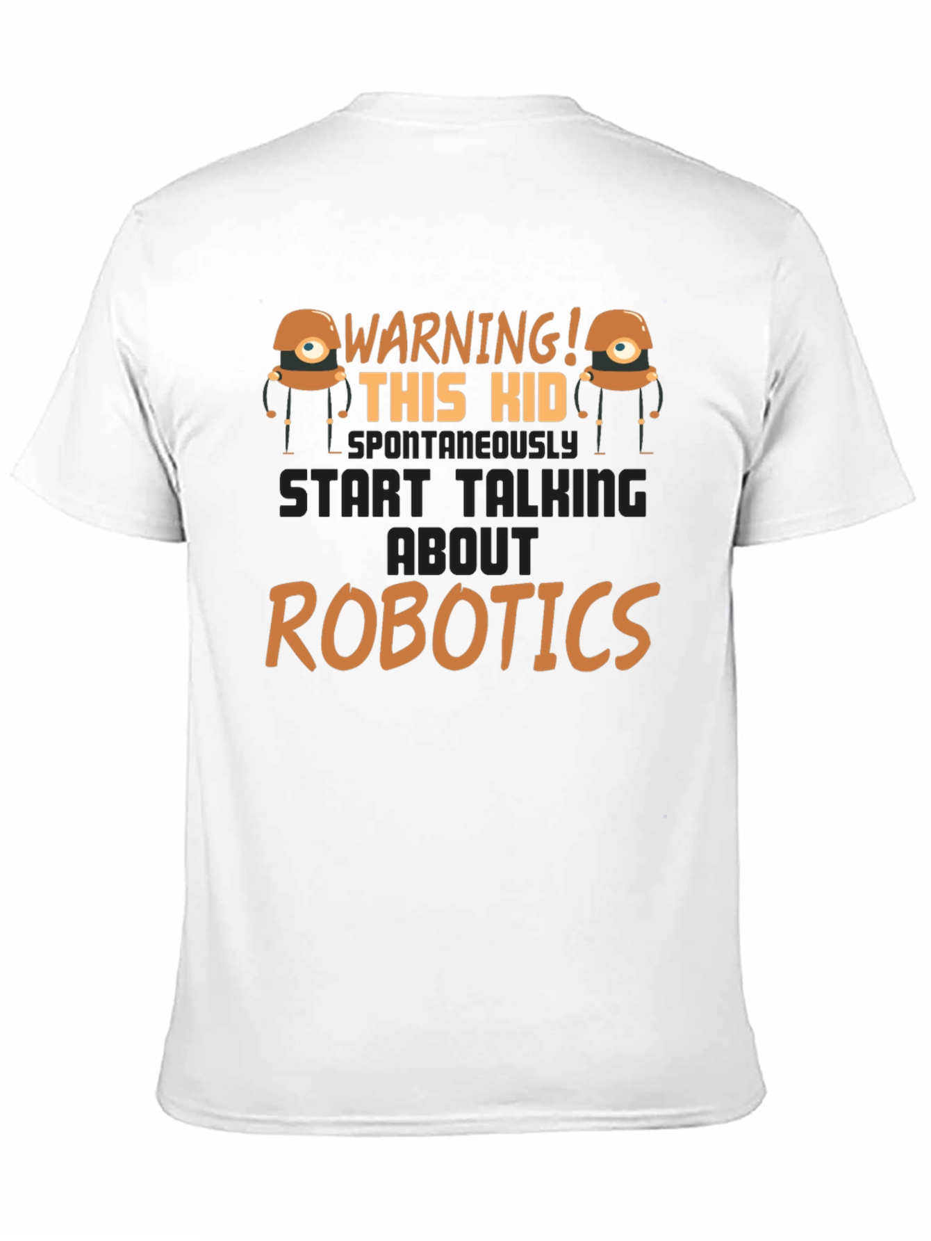 Warning! Robotics Kid Black Graphic T-Shirt