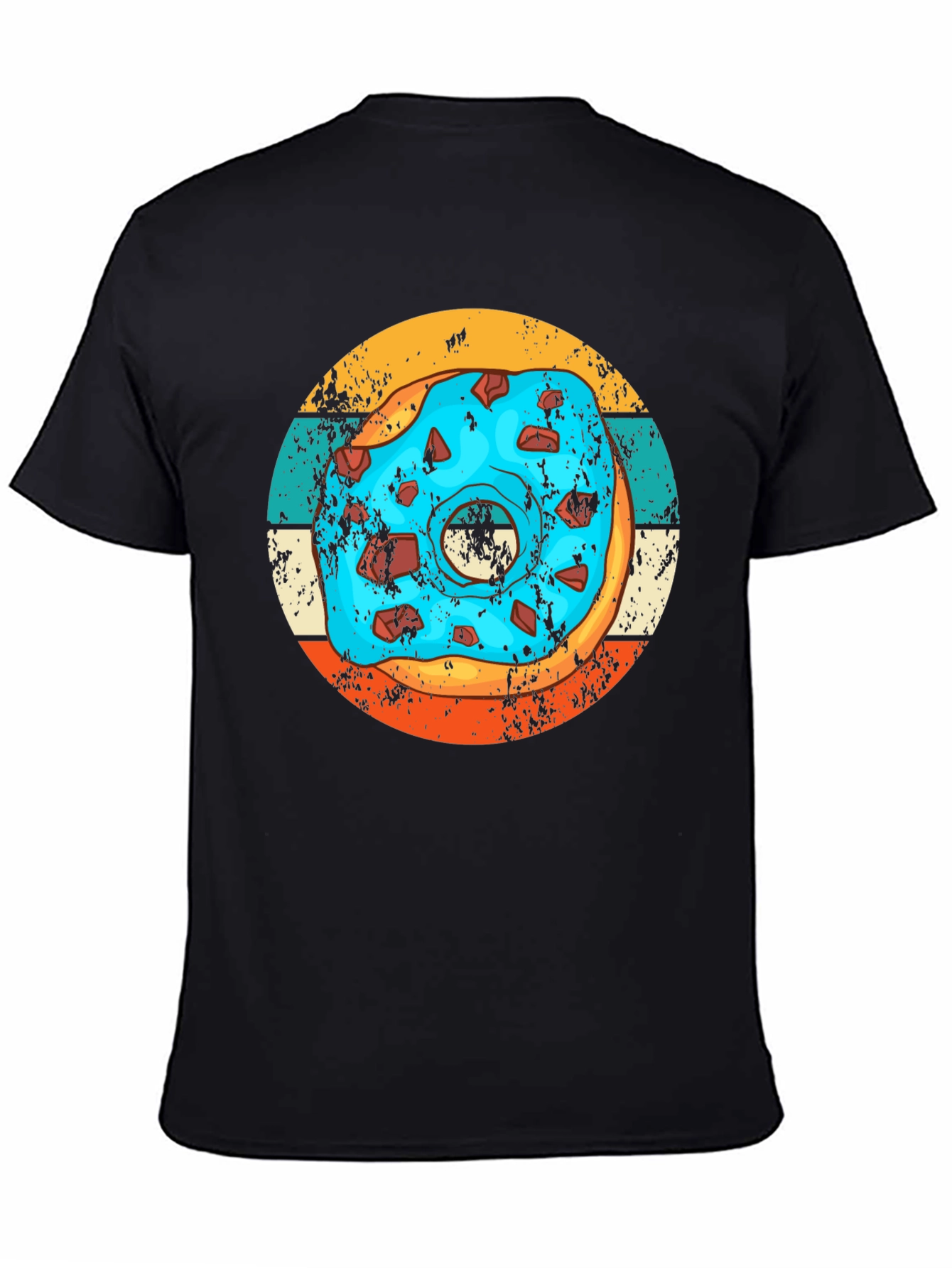 Retro Donut Graphic Tee - Unique Black T-Shirt