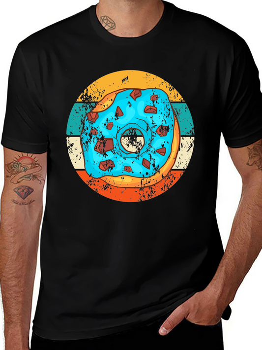 Retro Donut Graphic Tee - Unique Black T-Shirt