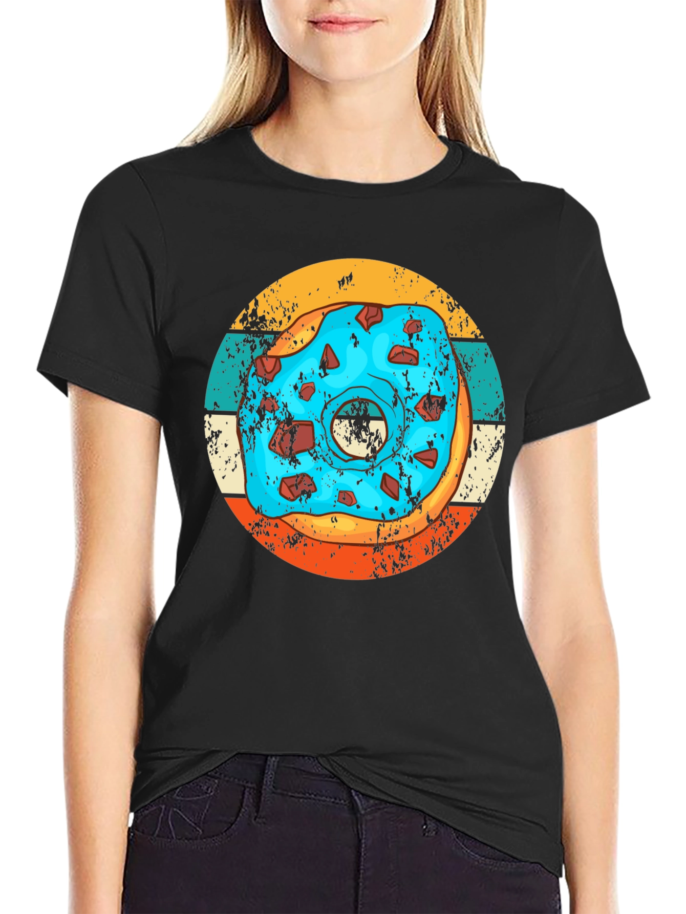 Retro Donut Graphic Tee - Unique Black T-Shirt